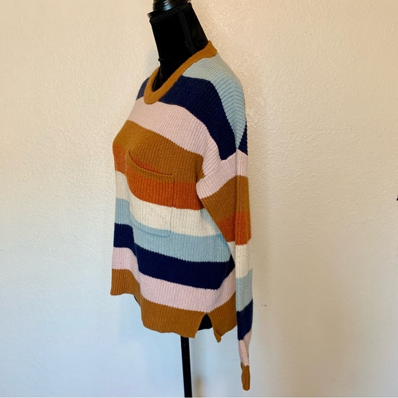 Madewell Thompson Pocket Pullover Sweater Rainbow Stripe Size Small - Picture 7 of 14